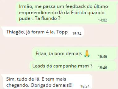 Feedback de cliente sobre leads da campanha