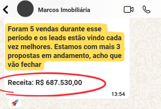 Cliente relatando receita de R$ 687.530,00